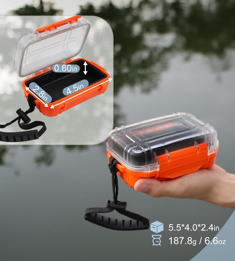 Byrixk Small Waterproof Box Mini Dry Box Waterproof Container Watertight Storage Case Small Waterproof Boxes for Kayaking Boating Orange Drybox, 5.5" L x 4" W x 2.4" H - Image 2